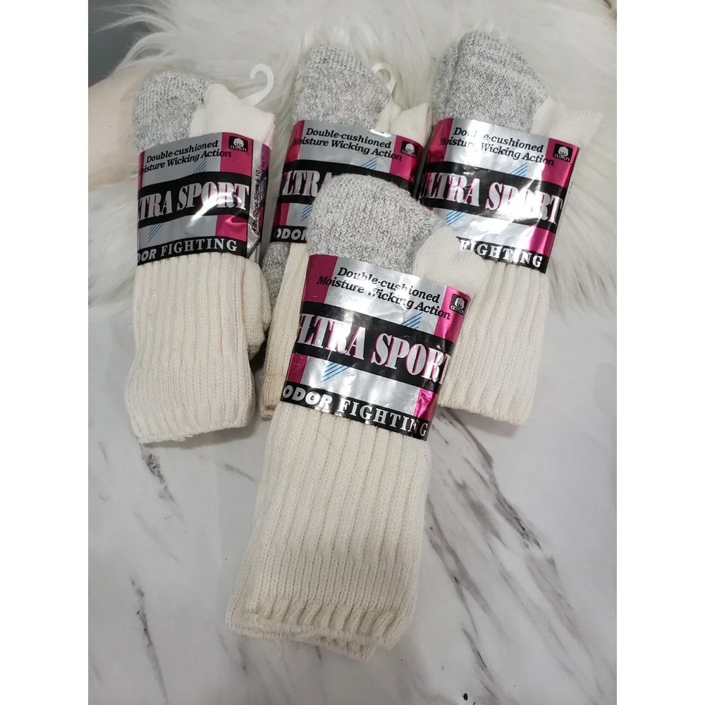 NEW 4 PAIR Vintage USA Cotton Crew Socks Sport Size 4-10 Mens 80s 90s gym